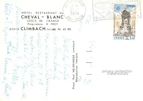 AK / Ansichtskarte Climbach_Bas Rhin Hotel du Blanc Interieur Climbach Bas Rhin