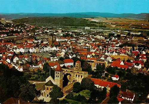 AK / Ansichtskarte 73841386 Bad_Hersfeld Fliegeraufnahme mit Stiftsruine und Marktplatz Bad_Hersfeld