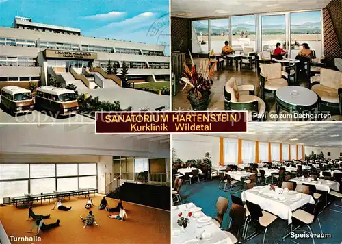 AK / Ansichtskarte  Bad_Wildungen_Reinhardshausen Sanatorium Hartenstein Kurklinik Wildetal Pavillon zum Dachgarten Turnhalle Speiseraum 