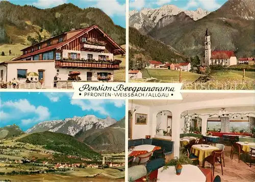 AK / Ansichtskarte  Pfronten Weissbach Pension Bergpanorama Gastraum Kirche Panorama Pfronten