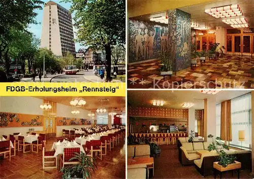 AK / Ansichtskarte  Oberhof__Thueringen FDGB Erholungsheim Rennsteig Empfang Speisesaal Bar 