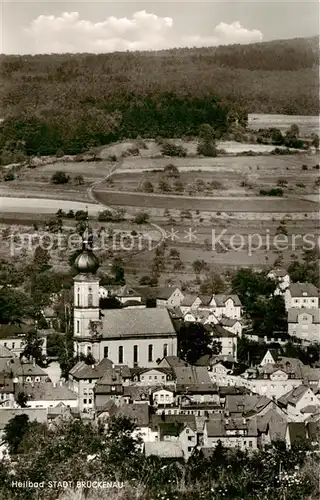 AK / Ansichtskarte  Bad_Brueckenau Ortsansicht mit Kirche Bad_Brueckenau