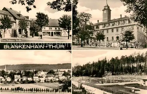 AK / Ansichtskarte  Blankenhain_Thueringen Ernst Thaelmann Strasse Rathaus Teilansicht Schwimmbad Blankenhain_Thueringen