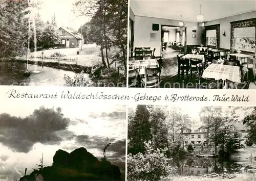 AK / Ansichtskarte 73841590 Brotterode Restaurant Waldschloesschen Gastraum Gehege Brotterode