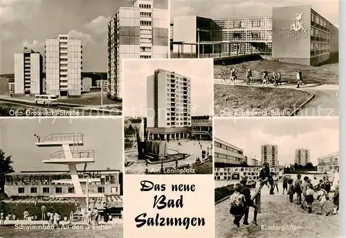 AK / Ansichtskarte 73841601 Bad_Salzungen Otto Grotewohl Strasse Schwimmbad An den 3 Eichen Am Leninplatz Kindergarten Otto Grotewohl Schule Bad_Salzungen