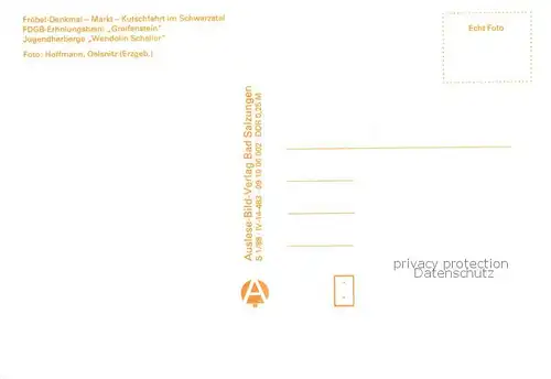 AK / Ansichtskarte  Bad_Blankenburg Froebel Denkmal Markt Kutschfahrt im Schwarzatal FDGB Erholungsheim Greifenstein Jugendherberge Wendolin Schaller Bad_Blankenburg