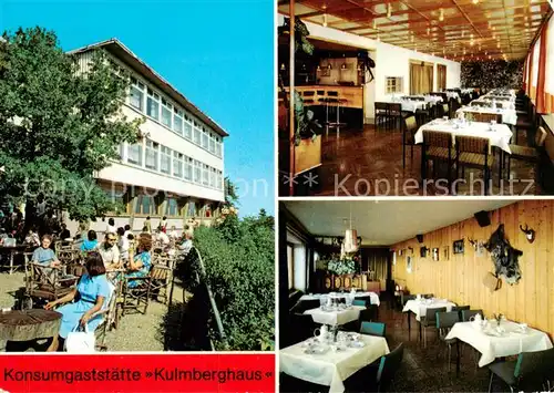 AK / Ansichtskarte 73841631 Saalfeld_Saale Konsumgaststaette Kulmberghaus Gnomenbar Jaegerstube Saalfeld_Saale