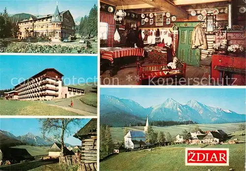 AK / Ansichtskarte 73841646 Vysoke_Tatry_SK Teilansichten Hotel Restaurant Kirche Panorama 