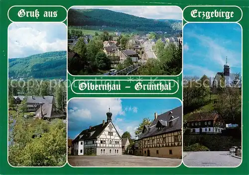 AK / Ansichtskarte  Olbernhau_Erzgebirge OT Gruenthal Althammerblick Teilansicht Saigerhuette Huettenschenke Oberneuschoenberger Kirche Olbernhau Erzgebirge