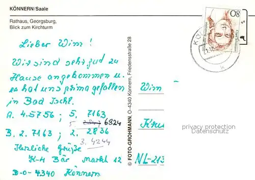 AK / Ansichtskarte 73841673 Koennern_Saale Rathaus Georgsburg Kirchturmblick 