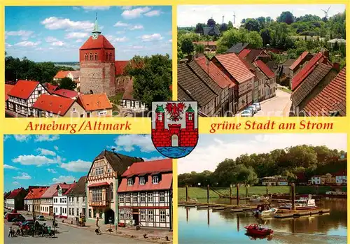 AK / Ansichtskarte 73841674 Arneburg Stadtansicht Tangermuender Strasse Rathaus Sportboothafen Arneburg