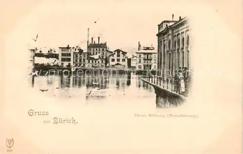 AK / Ansichtskarte  Zuerich_ZH Oberer Muehlesteg Moevenfuetterung Zuerich_ZH