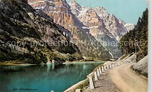 AK / Ansichtskarte  Kloentalersee_Kloenthalersee_GL Uferstrasse Panorama 