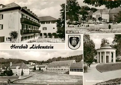 AK / Ansichtskarte Bad_Liebenstein Gaestehaus Haus Else Badehaus Brunnentempel Heinrich Mann Sanatorium Bad_Liebenstein