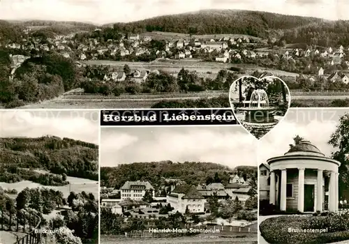 AK / Ansichtskarte Bad_Liebenstein Panorama Brunnen Blick zur Ruine Landschaft Heinrich Mann Sanatorium Brunnentempel Bad_Liebenstein
