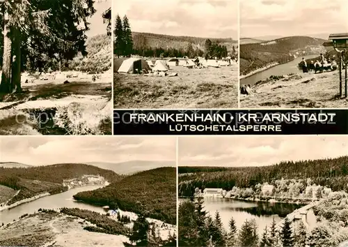 AK / Ansichtskarte Frankenhain_Thueringen Landschaftspanorama Luetschetalsperre Campingplatz Frankenhain Thueringen