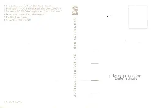 AK / Ansichtskarte Friedrichroda Rund um den grossen Inselsberg Schloss Reinhardsbrunn FDGB Erholungsheime Platz der Jugend Brotterode Grosser Inselsberg Trusetaler Wasserfall Friedrichroda