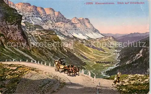 AK / Ansichtskarte Urnerboden_UR Klausenstrasse Pferdekutsche Panorama 