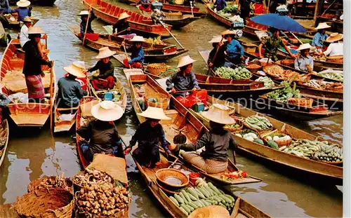 AK / Ansichtskarte Damnonsadouk_Rajburi_Thailand Floating Market in the Rajburi Province 
