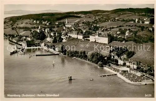 AK / Ansichtskarte Meersburg_Bodensee Fliegeraufnahme mit Strandbad Meersburg Bodensee