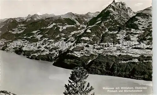 AK / Ansichtskarte Walensee_Wallensee_SG mit Muehlehorn Obstalden Filzbach und Muertschenstock 