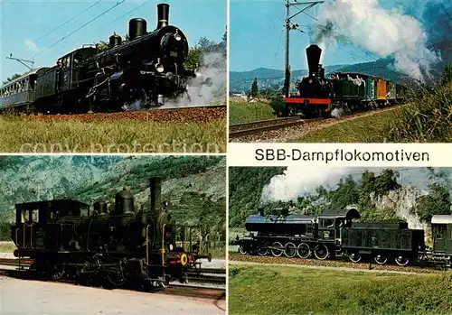 AK / Ansichtskarte  Lokomotive SBB Dampflokomotiven B3/4 Nr 1367 Ec 2/5 Nr 28 E 3/3n Nr ex 8507 C 5/6 Nr 2978 