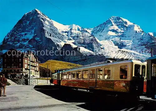 AK / Ansichtskarte  Eisenbahn Kleine Scheidegg Eiger Moench  Eisenbahn