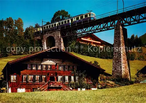 AK / Ansichtskarte 73841974 Eisenbahn Chemin de fer M.O.B. Gstaad Eisenbahn