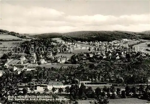 AK / Ansichtskarte  Bad_Brueckenau Suedlicher Stadtteil mit Blick zu Ehrenberg und Bahnhof Kurort im Naturpark Bayerische Rhoen Bad_Brueckenau