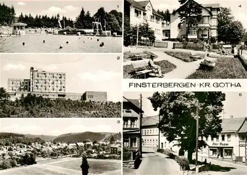 AK / Ansichtskarte  Bad_Finsterbergen Waldschwimmbad FDGB-Erholungsheim Wilhelm Pieck VdN-Kurheim Neubauer Denkmalsplatz Bad_Finsterbergen