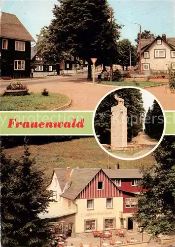 AK / Ansichtskarte 73842057 Frauenwald_Thueringen Platz des Friedens Monument Waldgaststaette Fraubachmuehle Frauenwald Thueringen