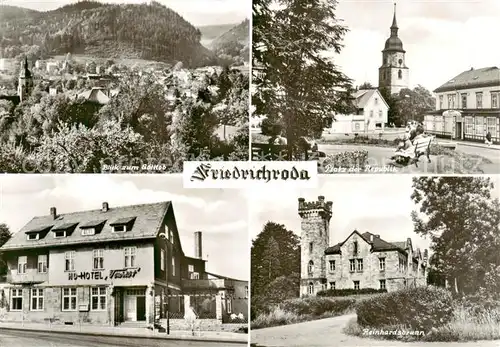 AK / Ansichtskarte  Friedrichroda Panorama Blick zum Gottlob Platz der Republik Kirche HO Hotel Tourist Reinhardsbrunn Friedrichroda