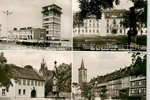 AK / Ansichtskarte  Erfurt Flughafen Rat des Kreises ehem. Stadthalterei Dompropstei Hermannsbrunnen Kraemerbruecke Altstadt Erfurt