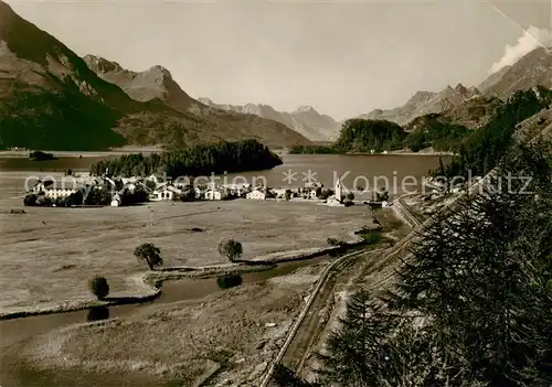 AK / Ansichtskarte  Sils_Baselgia_GR mit Silsersee und Bergeller Berge 