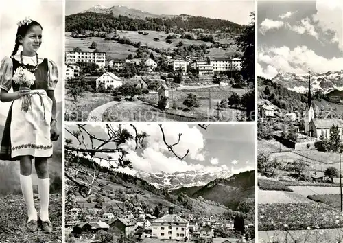 AK / Ansichtskarte  Seewis_GR Blumenmaedchen Panorama Kirche 