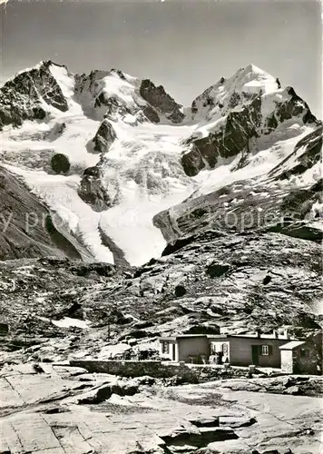 AK / Ansichtskarte  Fuorcla-Surlej_GR Berghaus Fuorcla Surley mit Berninagruppe 