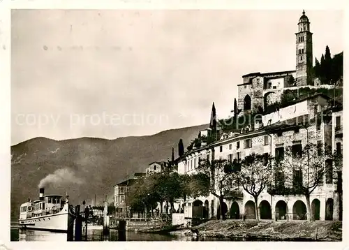 AK / Ansichtskarte  Morcote_Lago_di_Lugano_TI Panorama Dampfer Kirche 