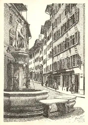 AK / Ansichtskarte  Zuerich_ZH Neumarkt Zeichnung Zuerich_ZH