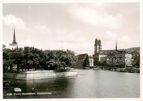 AK / Ansichtskarte  Zuerich_ZH Bauschaenzli Grossmuenster Zuerich_ZH