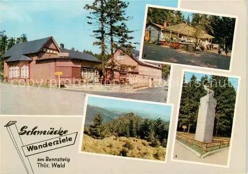 AK / Ansichtskarte  Schmuecke_Gehlberg_Thueringen Berggasthaus Waldcafe Lenkgrund Waldpartie Monument in Frauenwald 