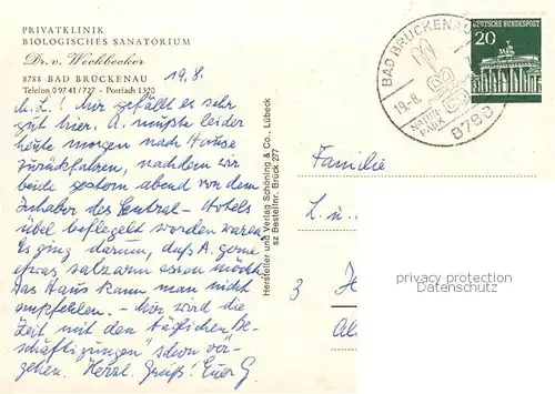 AK / Ansichtskarte  Bad_Brueckenau Privatklinik Biologisches Sanatorium Dr v Weckbecker Bad_Brueckenau