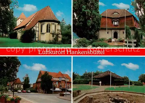 AK / Ansichtskarte 73842300 Hankensbuettel Kirche Rathaus Ortspartie Park Hankensbuettel