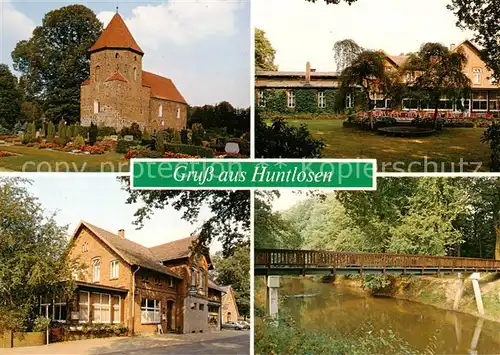 AK / Ansichtskarte 73842303 Huntlosen Kirche Gasthof Schmidt Park Bruecke Huntlosen