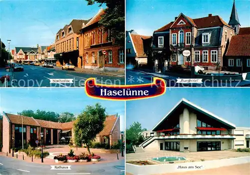 AK / Ansichtskarte  Haseluenne Stadtmitte Burghotel Rathaus Haus am See Haseluenne