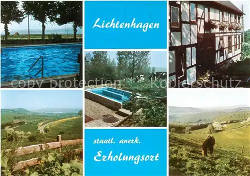 AK / Ansichtskarte  Lichtenhagen_Goettingen Schwimmbad Panorama Wassertretanlage Fachwerkhaus Lichtenhagen Goettingen