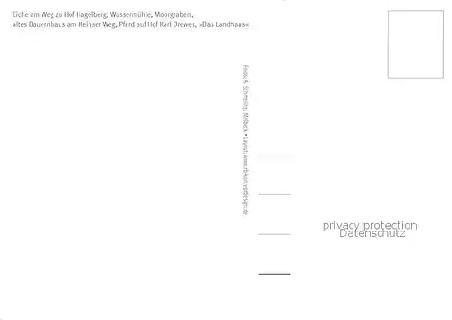 AK / Ansichtskarte  Melbeck eiche am Weg zu Hof Hagelberg Wassermuehle Moorgraben altes Bauernhaus am Heinser Weg Pferd auf Hof Karl Drewes Das Landhaus Melbeck