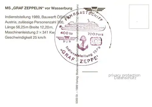 AK / Ansichtskarte Dampfer_Binnenschifffahrt MS Graf Zeppelin vor Wasserburg 