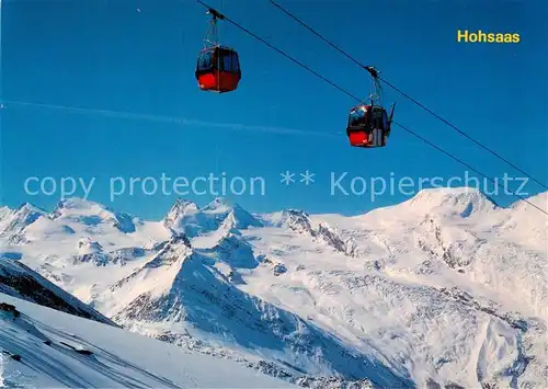 AK / Ansichtskarte Seilbahn_Cable Car_Telepherique Saas Grund Wallis Gondelbahn Kreuzboden Hohsaas 