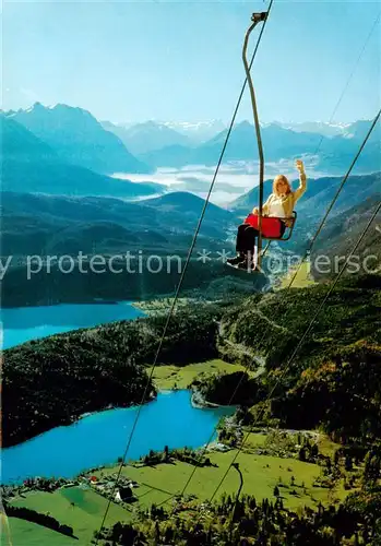 AK / Ansichtskarte Sessellift_Chairlift_Telesiege Walchenseer Bergh Oberbayern Herzogstandbahn 