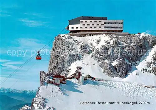 AK / Ansichtskarte Seilbahn_Cable Car_Telepherique Gletscher Restourant Hunerkogel Dachstein Suedwandbahn 